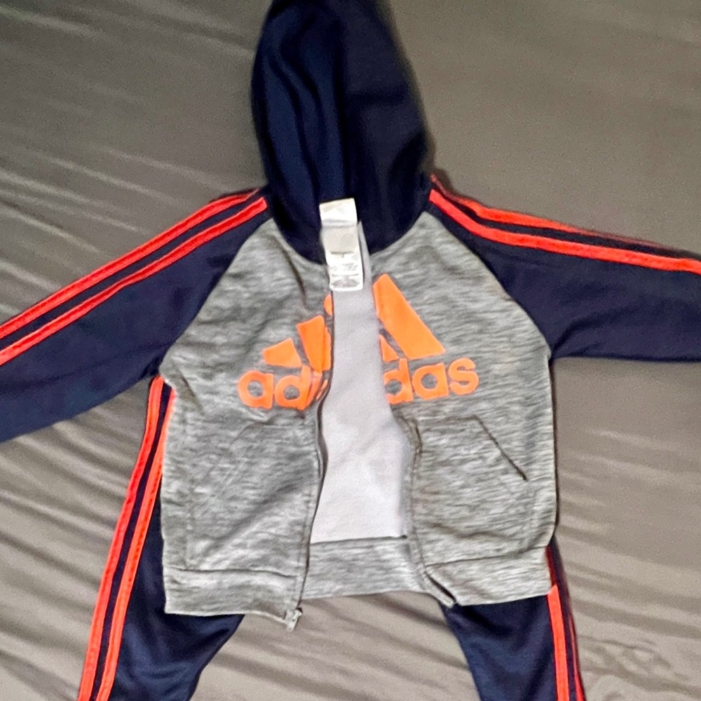 Adidas kids zip-up hoodie and pants set, size 5